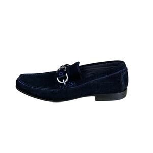 Donald Pliner Dacio Suede Loafers 8 Black Luxe Minimal